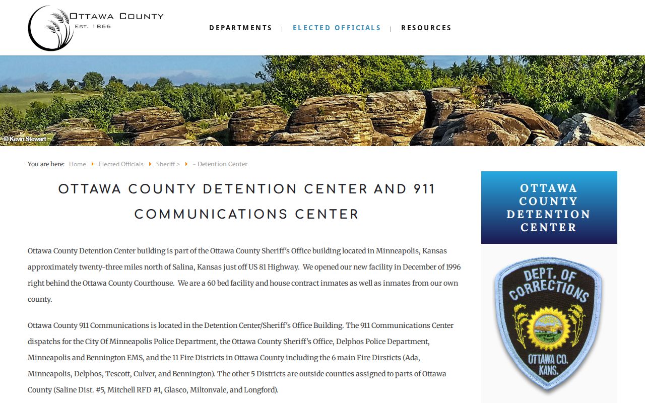 Ottawa County Detention Center official booking facility page