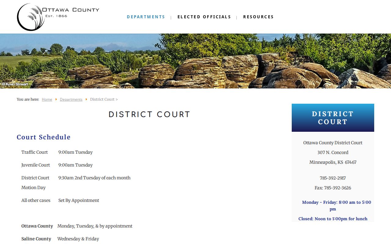Ottawa County District Court official warrant and case contact page